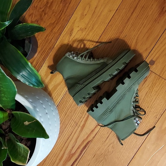 Gianni Bini Canvas/Suede Combat Boots - Picture 5 of 8